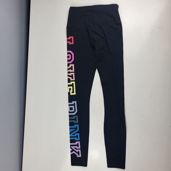 Victoria's Secret LOVE PINK High Waist Leggings Womens XS Black Rainbow Cotton - Picture 3 of 5